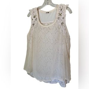 Miss Me Ivory Lace Beaded Sleeveless Camisole